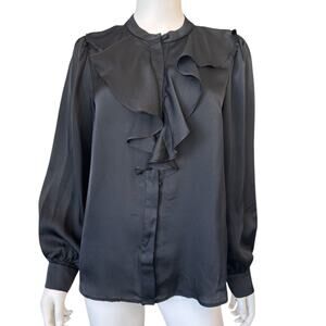 NEW VINCE CAMUTO Long Sleeve Ruffle Neck Blouse Top Size S